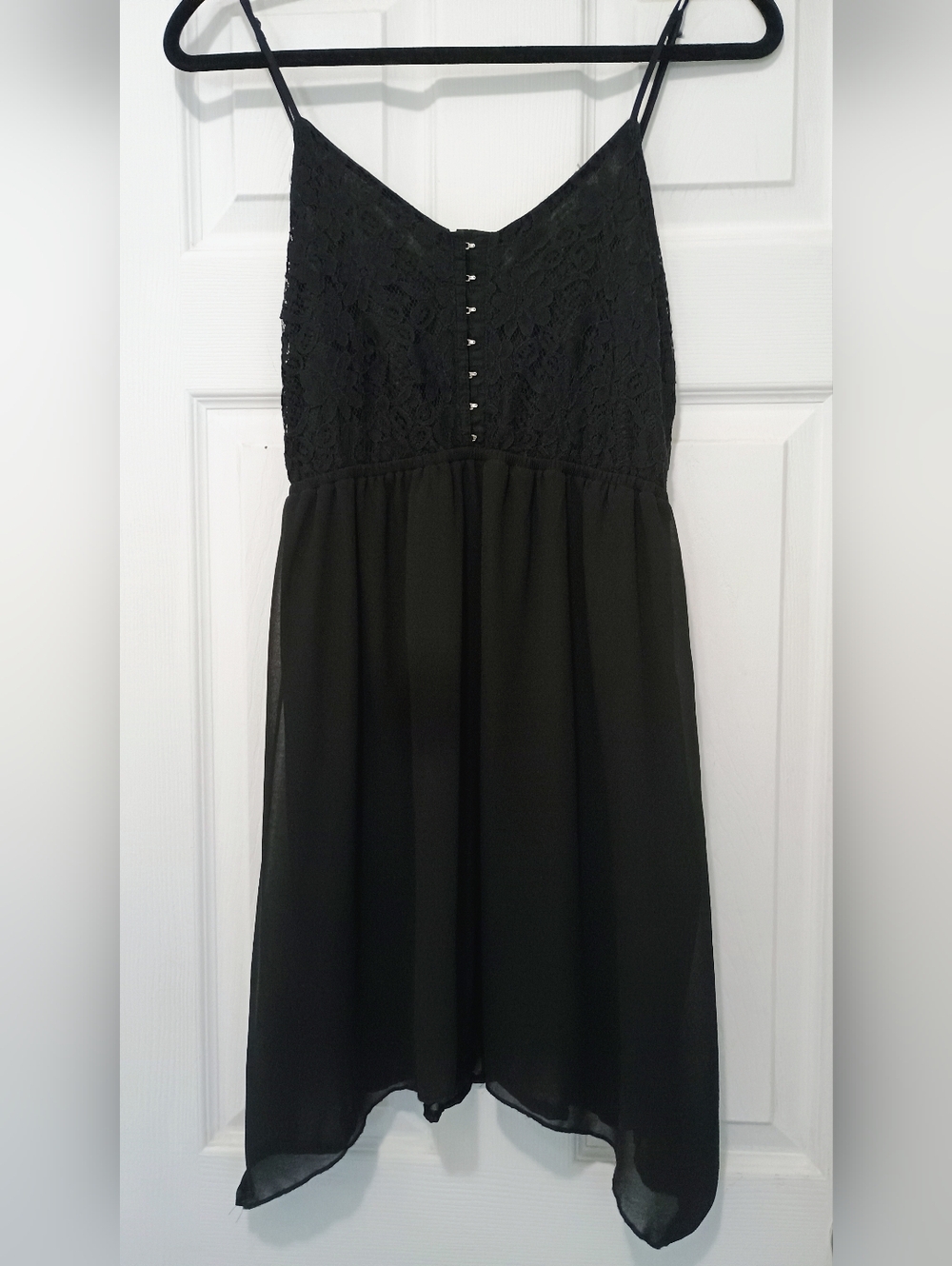Ya Los Angeles Black Lace Bodice Chiffon Slip Dress Size Small